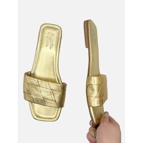 Seychelles Gold Metallic Portland Slide Leather Sandals - Picture 3 of 9